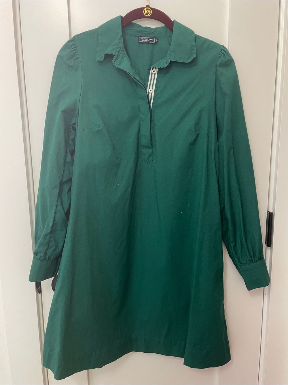Vineyard Vines Emerald Green Long Sleeve Shirt Dress